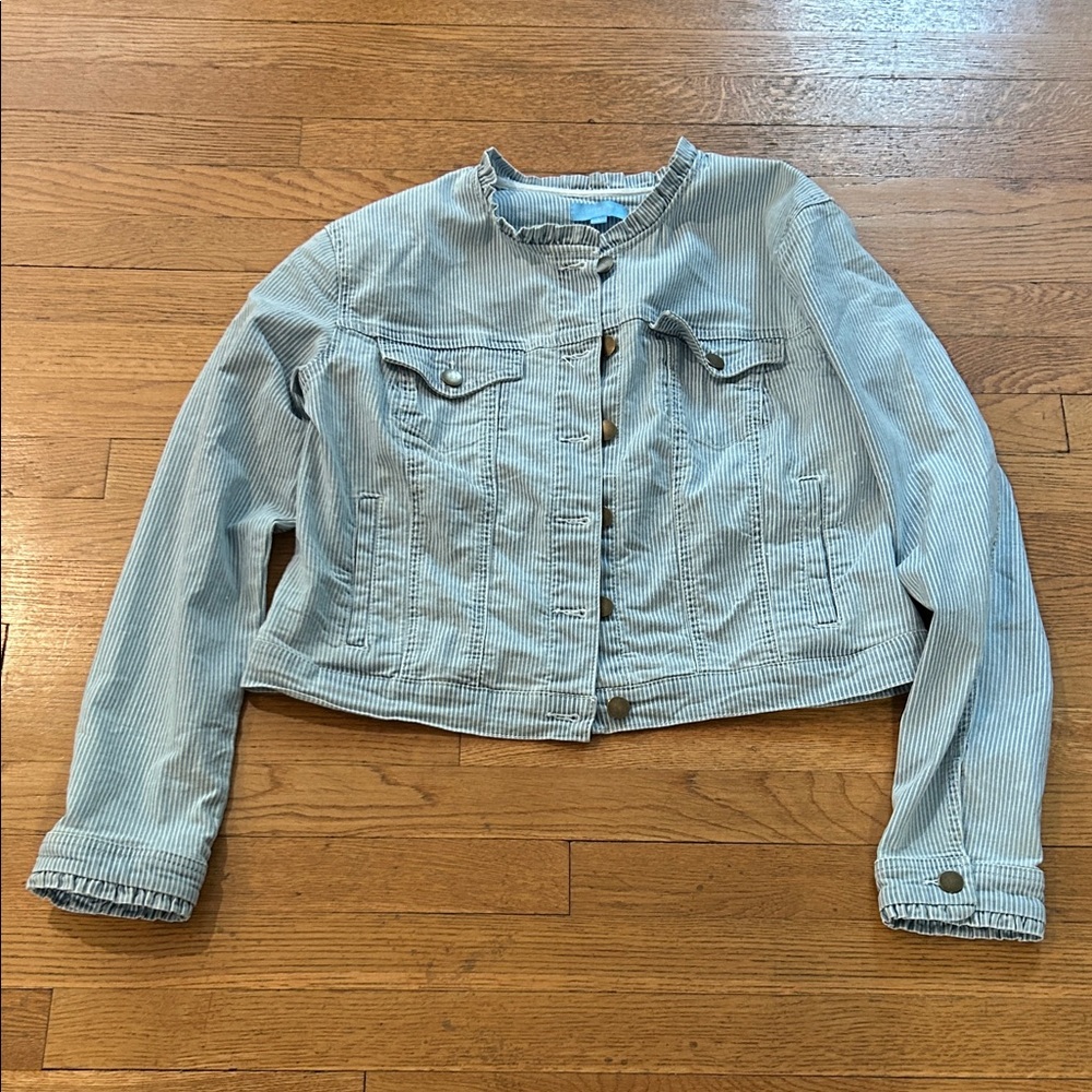 Light Blue Striped Women's Jacket - Draper James RSVP